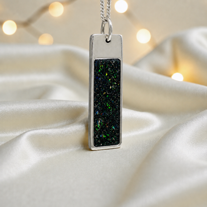 Black flame Valour men's sterling silver memorial pendant, handcrafted in Lancashire UK by Keepsake Memorial Jewellery