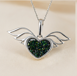 Keepsake Memorial Silver Ladies Winged Heart Ashes Pendant - Sirius