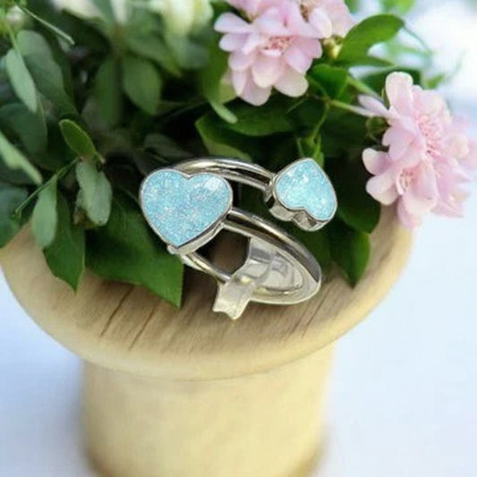 Solid 925 silver adjustable Double Heart ring