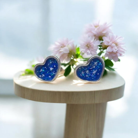 Solid 925 Silver Heart Stud Earrings