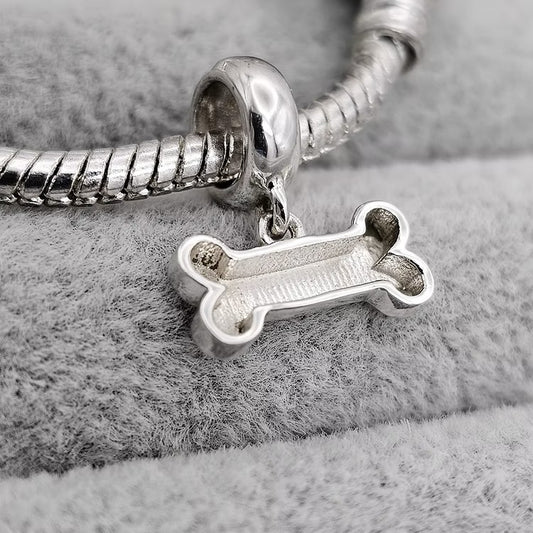 Solid 925 Silver Dog Bone Bangle Charm