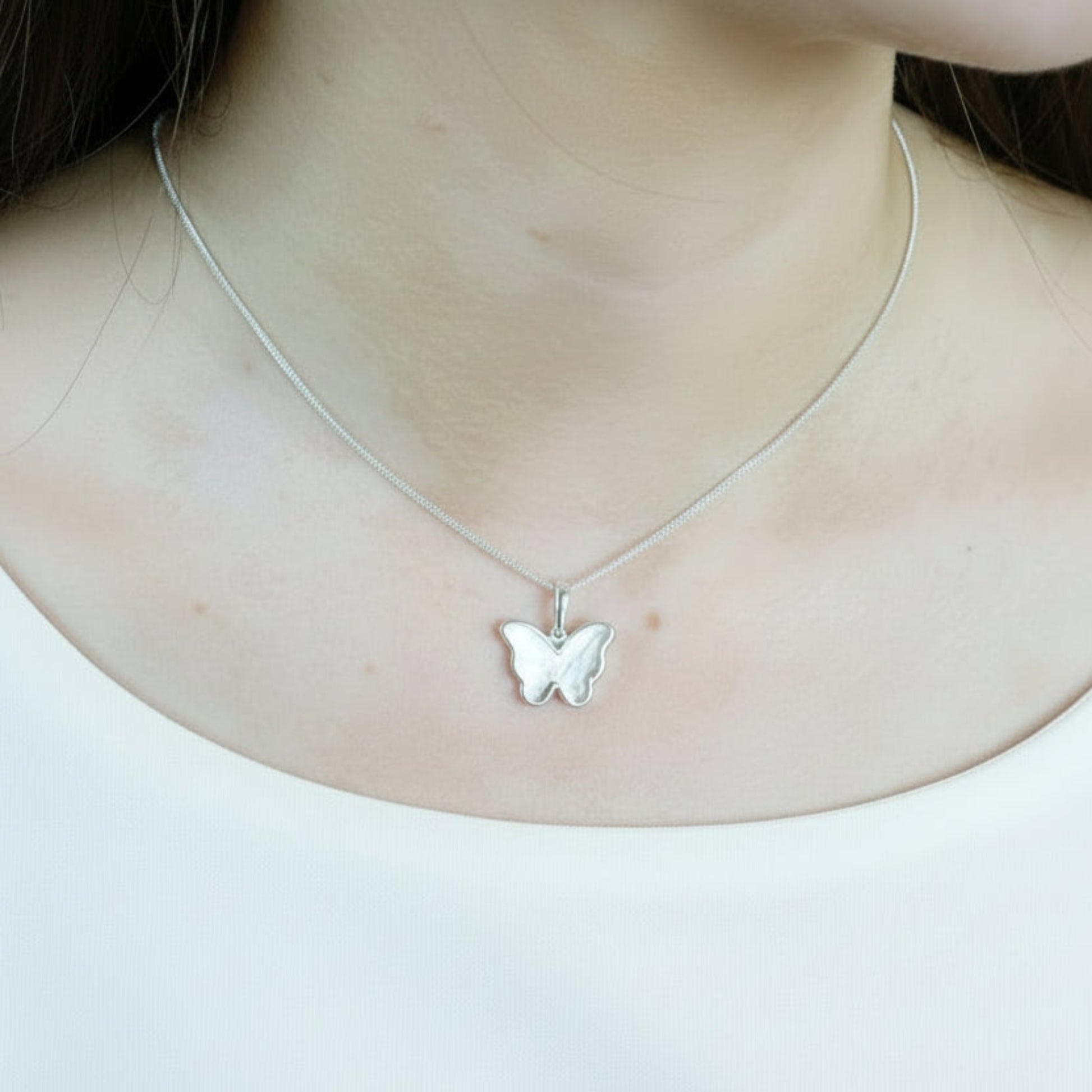 silver butterfly ashes pendant handcrafted in rossendale