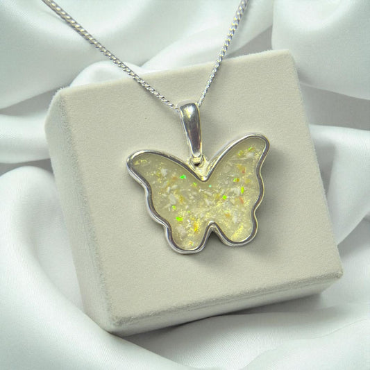 Silver Butterfly Memorial Pendant, handcrafted in Lancashire, UK