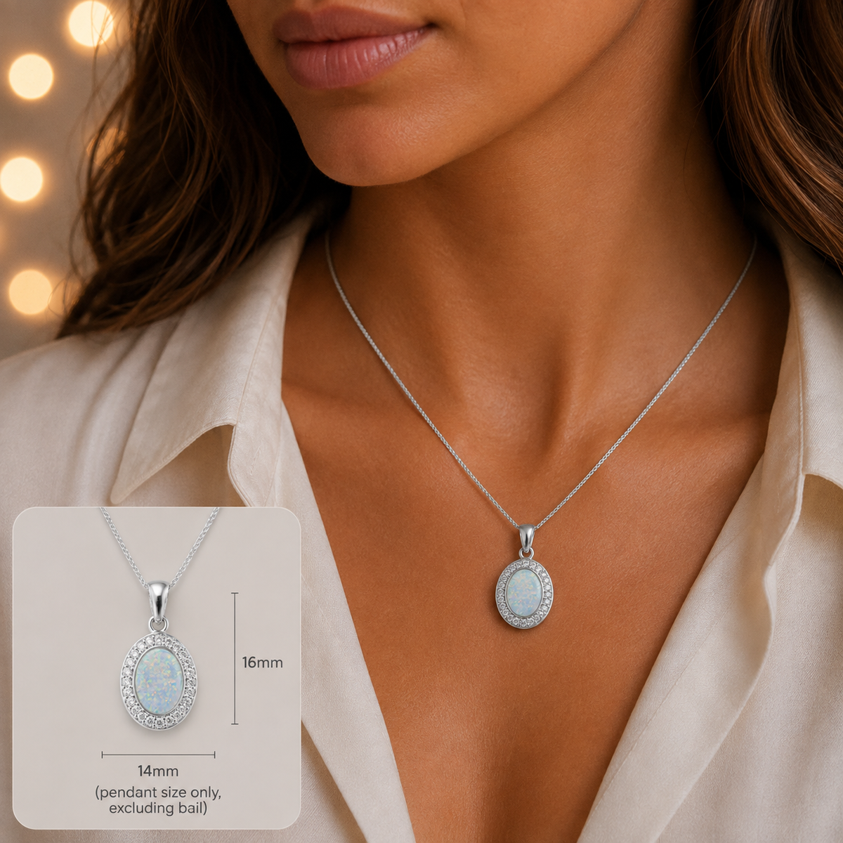 Celae silver oval with cz memorial pendant, handcrafted in lancashire, uk