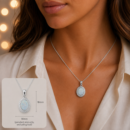 Celae silver oval with cz memorial pendant, handcrafted in lancashire, uk