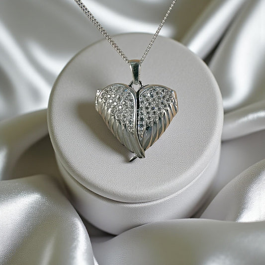 Winged Heart memorial locket, handcrafted in Lancashire, UK