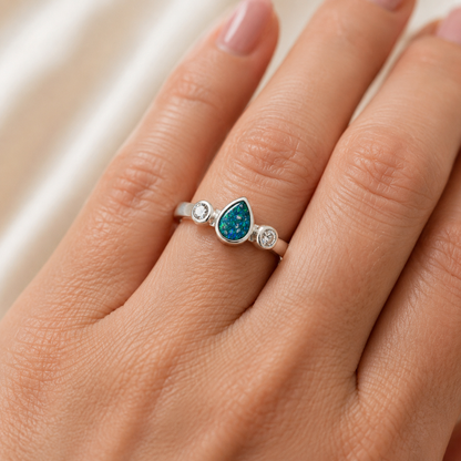 Silver cassiel keepsake ashes ring, handcrafted in lancashire