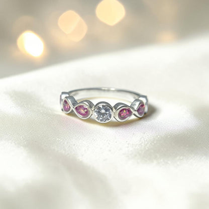 Celestina Band — silver infinity solitaire ashes memorial ring, handcrafted in Lancashire, UK