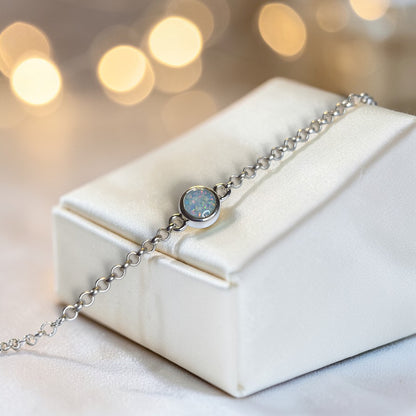 Celestia Bracelet — silver round belcher ashes memorial bracelet, handcrafted in Lancashire, UK