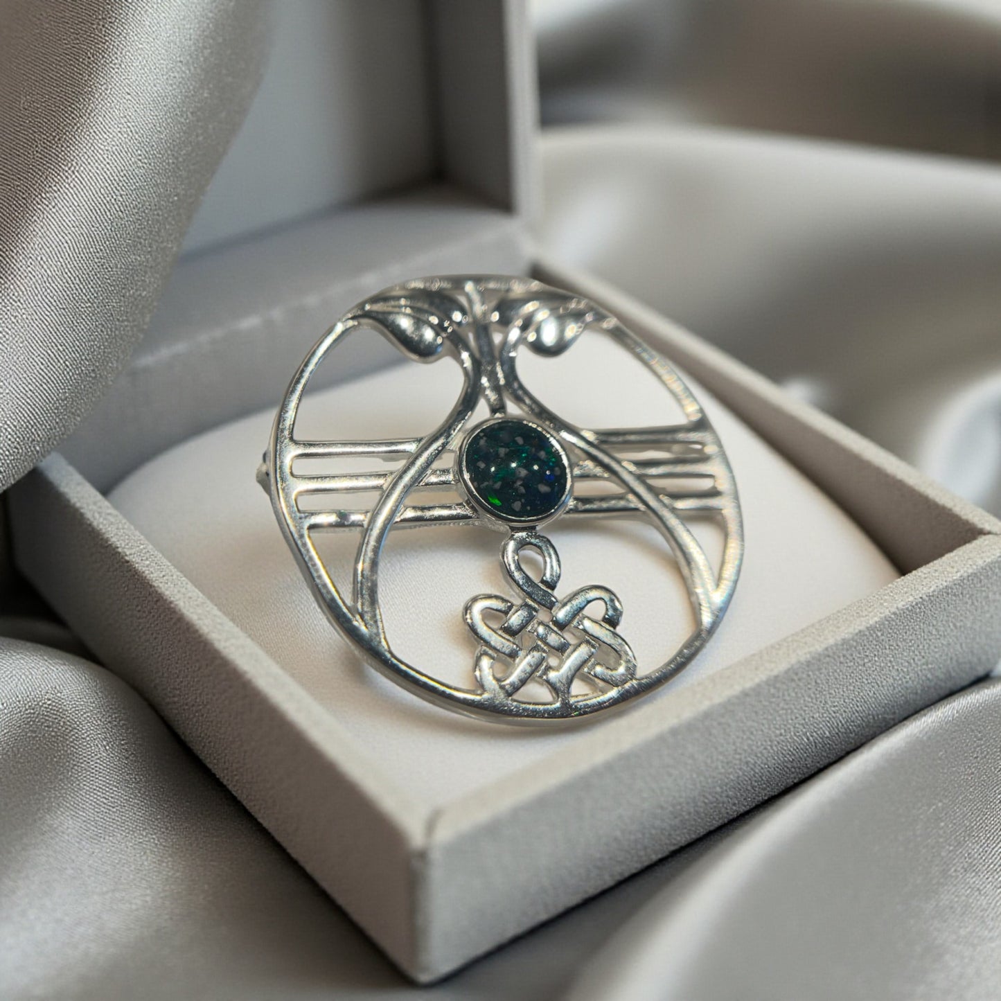 Silver Celtic Style Memorial Brooch, handcrafted in Lancashire, UK