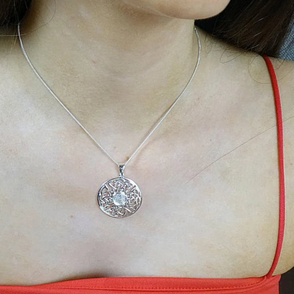 Solid Silver Round Celtic Pendant