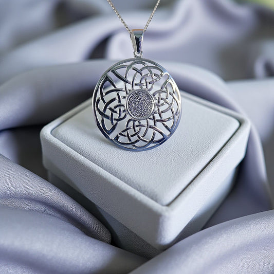 Silver Round Celtic Style Keepsake Pendant, handcrafted in Lancashire, UK