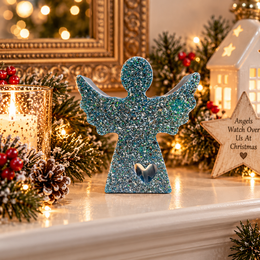 Keepsake memorial resin christmas angel keepsake ornament, handcrafted in uk