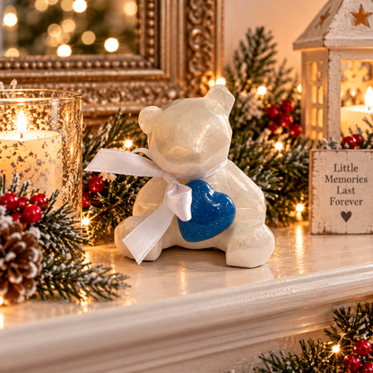 Keepsake Memorial Resin Angel Bear Ashes Ornament - Heaven's Little Bear, handcrafted in Lancashire