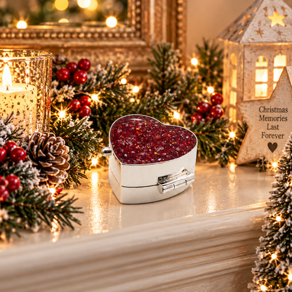 Sterling silver ashes heart trinket box in ruby red, handcrafted in Lancashire, UK - by Keepsake Memorial Jewellery