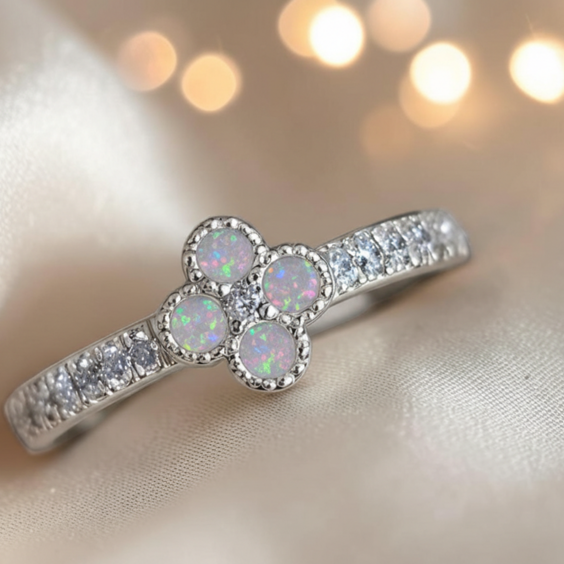 Clover Ring — sterling silver ashes memorial ring, handcrafted in Lancashire, UK