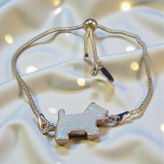 silver dog memorial bracelet, handcrafted in lancashire