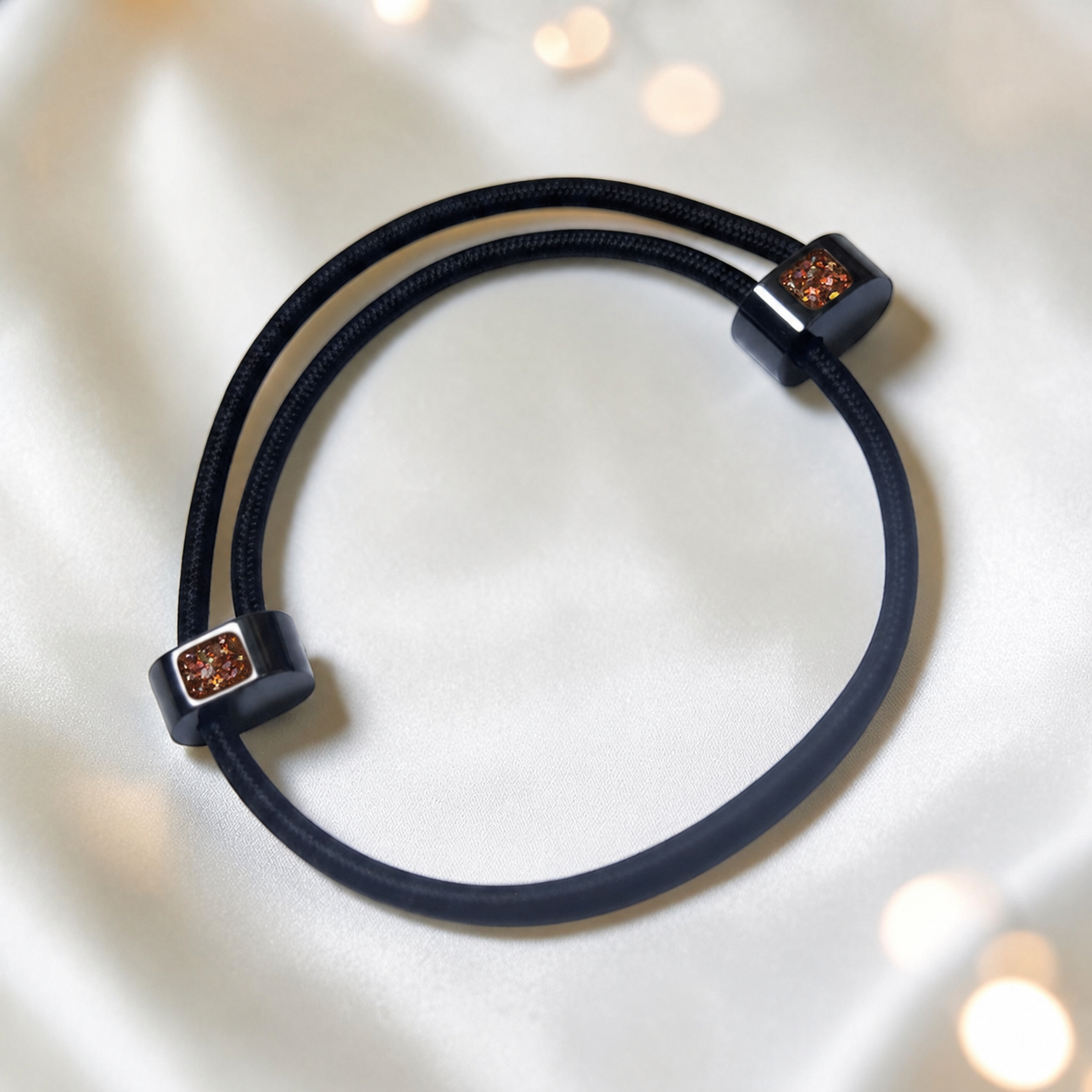 Copper mocha Atlas men's stainless steel and cord memorial bracelet , handcrafted in Lancashire UK by Keepsake Memorial Jewellery