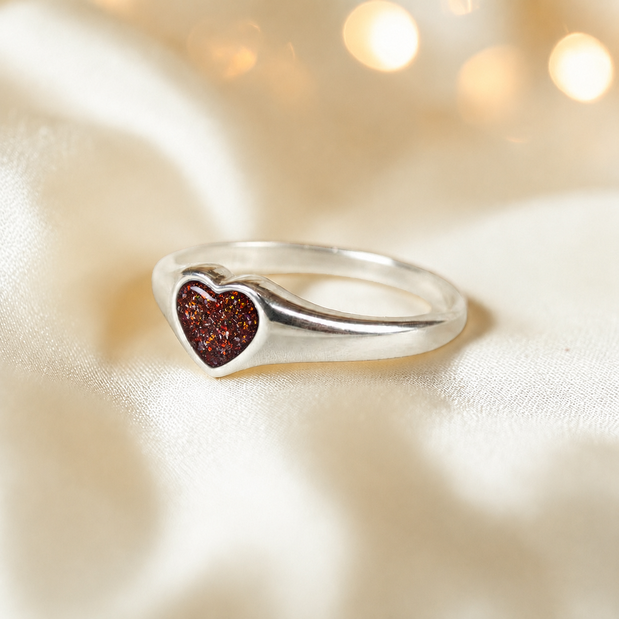Eden Heart shaped memorial ashes ring in copper mocha,  handcrafted in Lancashire, UK.