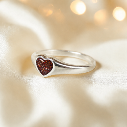 Eden Heart shaped memorial ashes ring in copper mocha,  handcrafted in Lancashire, UK.