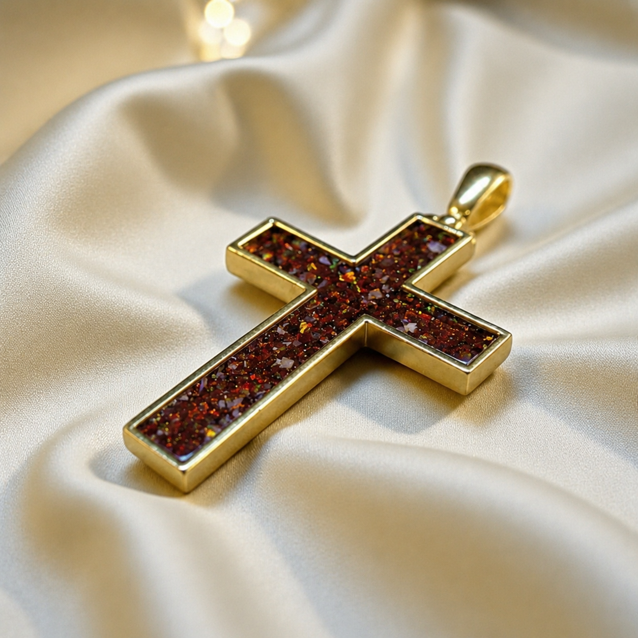 Copper Mocha Eternal Cross 9ct gold pendant, handcrafted in Lancashire UK – by Keepsake Memorial Jewellery