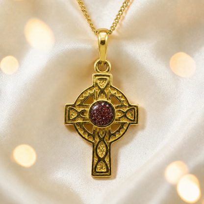 Copper mocha Gael Cross 9ct gold pendant, handcrafted in Lancashire UK – by Keepsake Memorial Jewellery