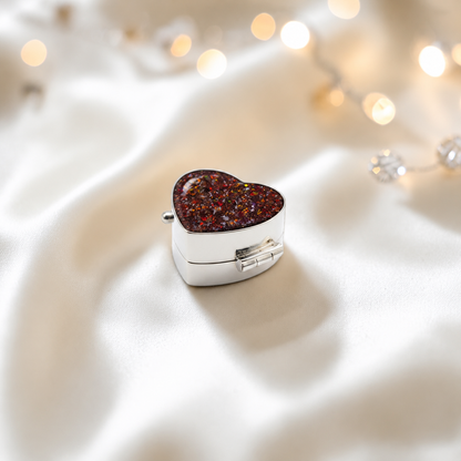 Sterling silver ashes heart trinket box in copper mocha, handcrafted in Lancashire, UK - by Keepsake Memorial Jewellery