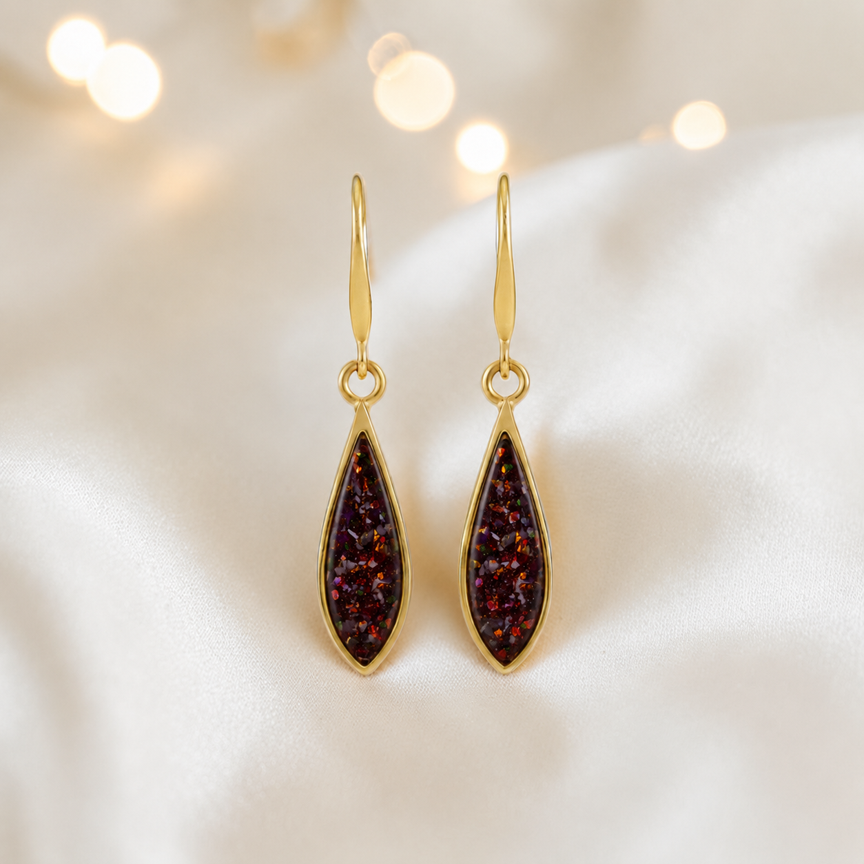 Copper Mocha Luz 9ct gold tear drop earrings, handcrafted in Lancashire, UK – by Keepsake Memorial Jewellery
