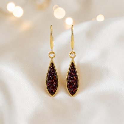 Copper Mocha Luz 9ct gold tear drop earrings, handcrafted in Lancashire, UK – by Keepsake Memorial Jewellery