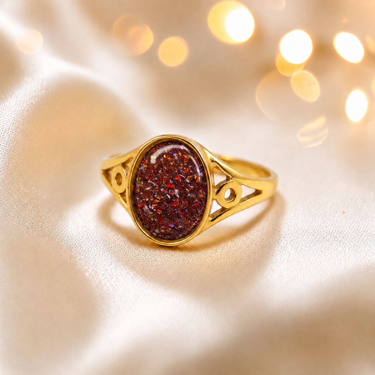 Copper Mocha Margot 9ct gold signet memorial ring, handcrafted in Lancashire, UK – by Keepsake Memorial Jewellery