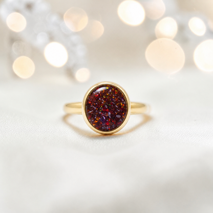 Copper Mocha 9ct gold round memorial ring,  Matilda, handcrafted in Lancashire, UK – by Keepsake Memorial Jewellery