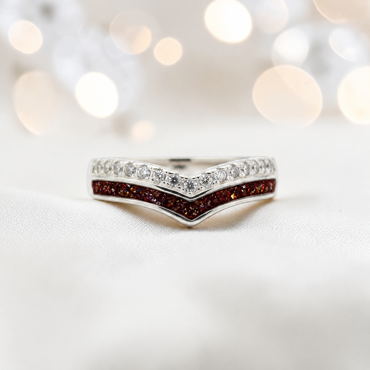 Keepsake Memorial Silver Sophia Ashes Ring in copper mocha - Handcrafted in the UK