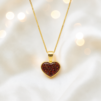 Copper Mocha Treasured  heart 9ct gold pendant, handcrafted in Lancashire UK – by Keepsake Memorial Jewellery