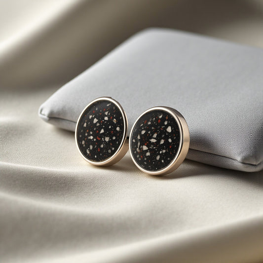 Striking men's round cufflinks for ashes, made in Lancashire