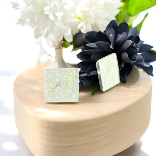 Square Solid 925 Silver Cufflinks 12mm