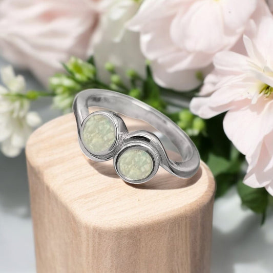 **NEW** Curved Wave Solid Silver Duo Ring