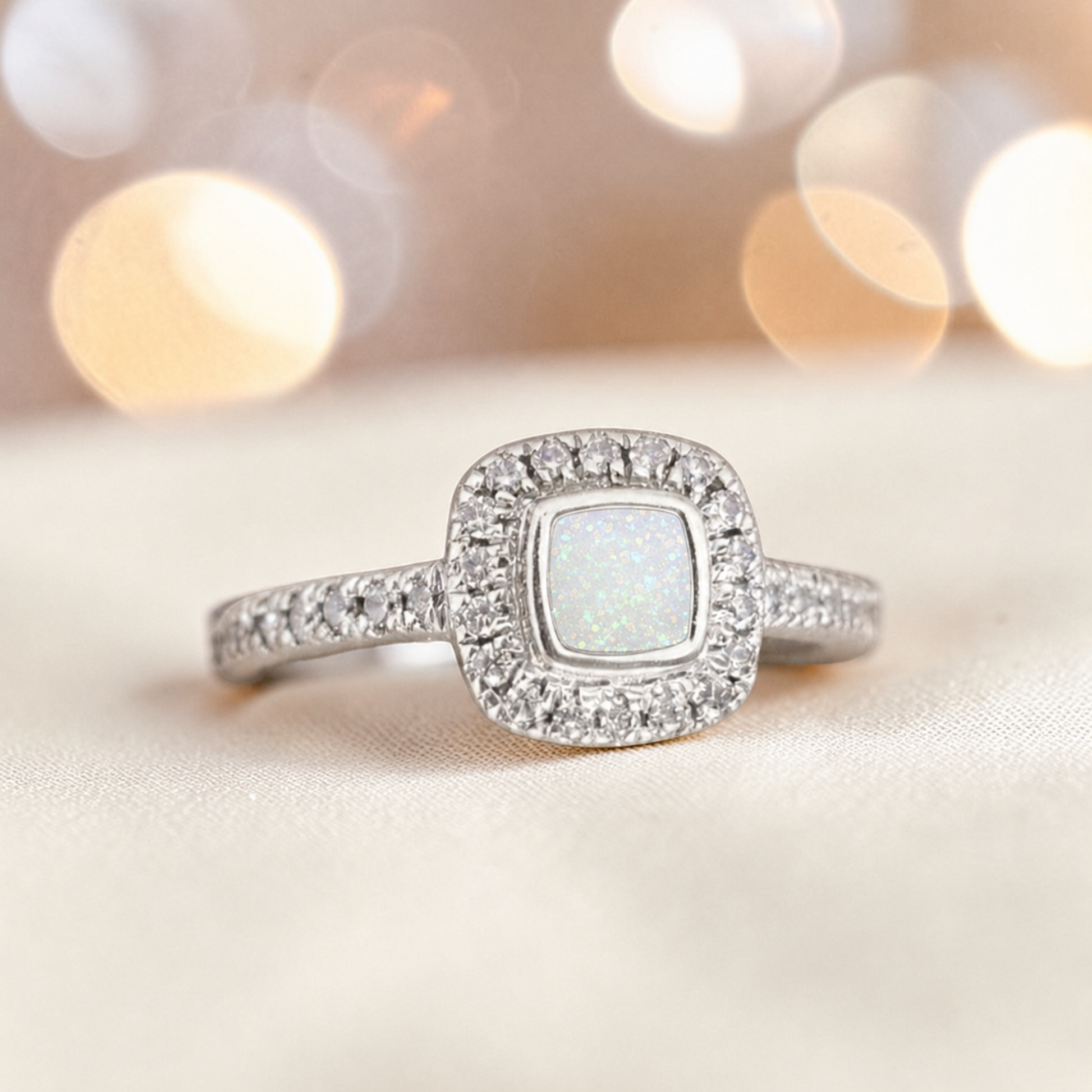 silver cushion memorial ring, handcrafted in uk