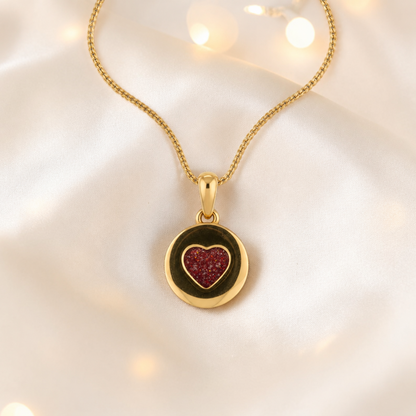 Ruby Red Dainty Heart 9ct gold pendant, handcrafted in Lancashire UK – by Keepsake Memorial Jewellery