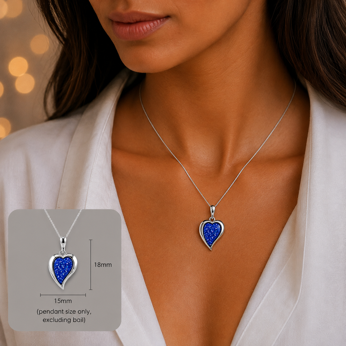 Deneb silver heart shaped ashes pendant, handcrafted in Lancashire UK