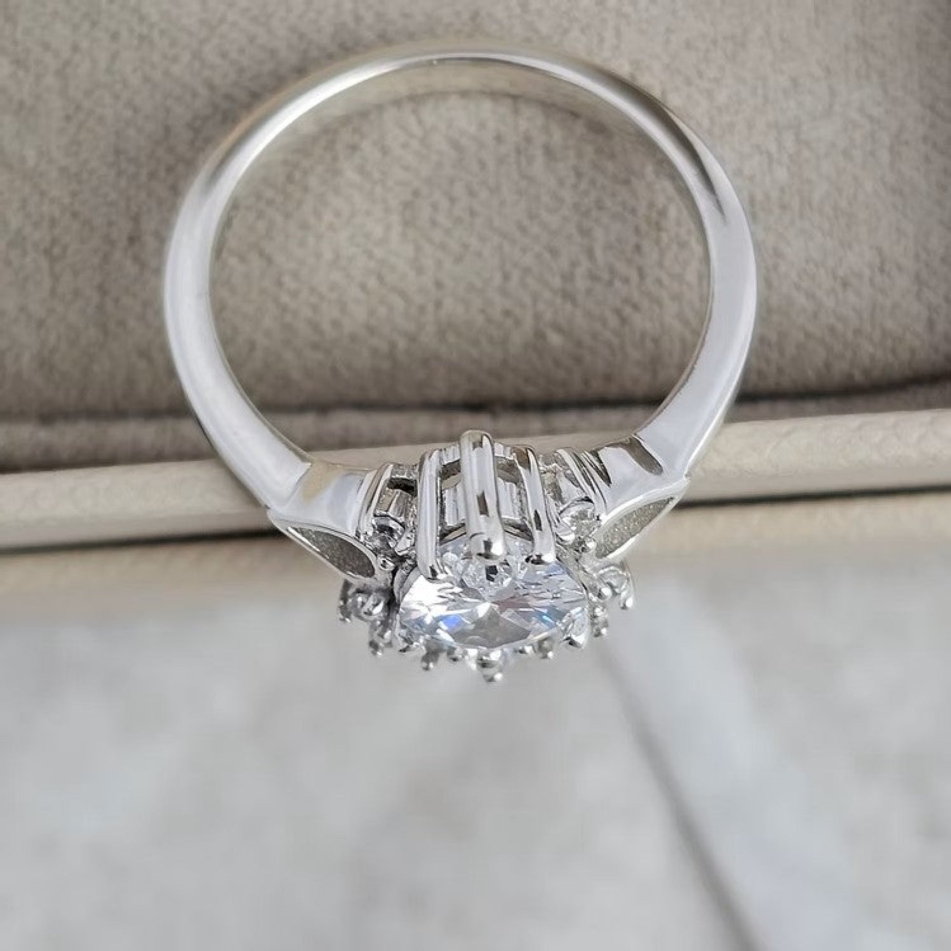 op view of Silver Dew Drop Ashes Memorial Ring — sterling silver memorial ring handcrafted in Lancashire