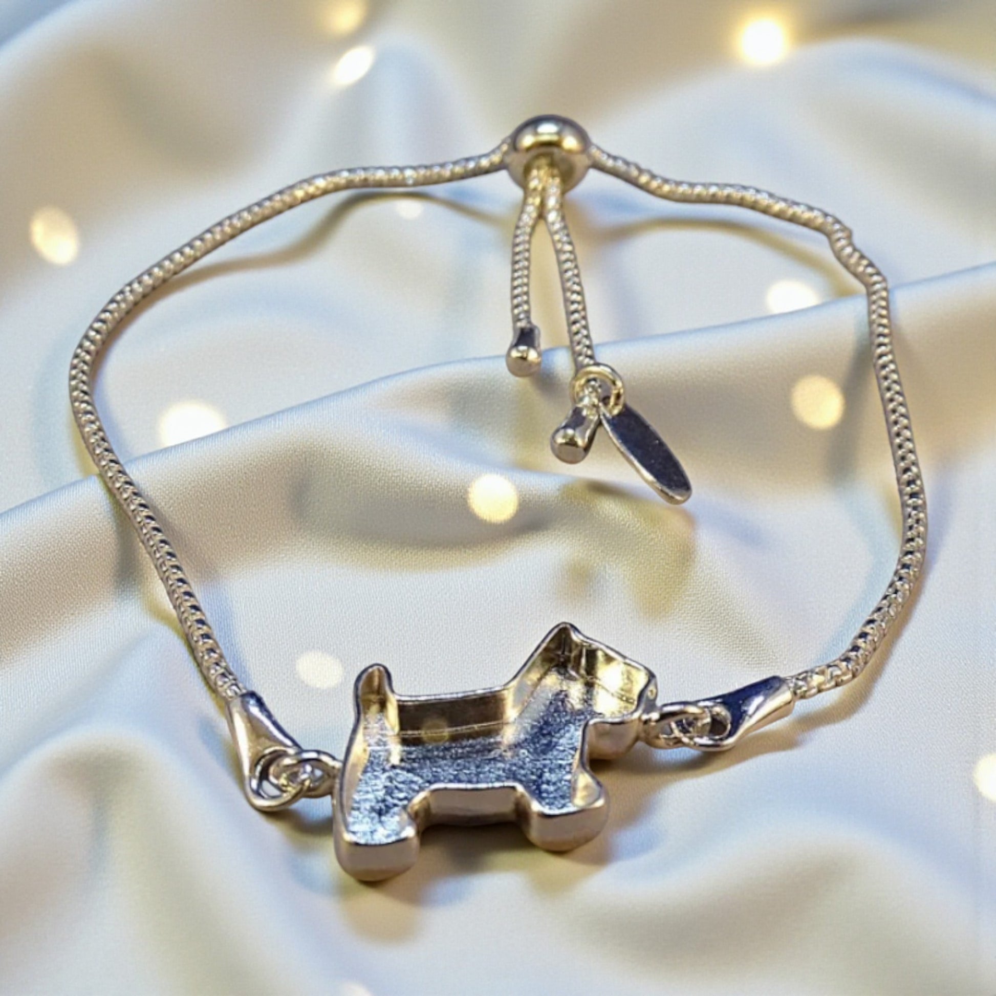 adjustable silver dog ashes bracelet, handcrafted in lancashire