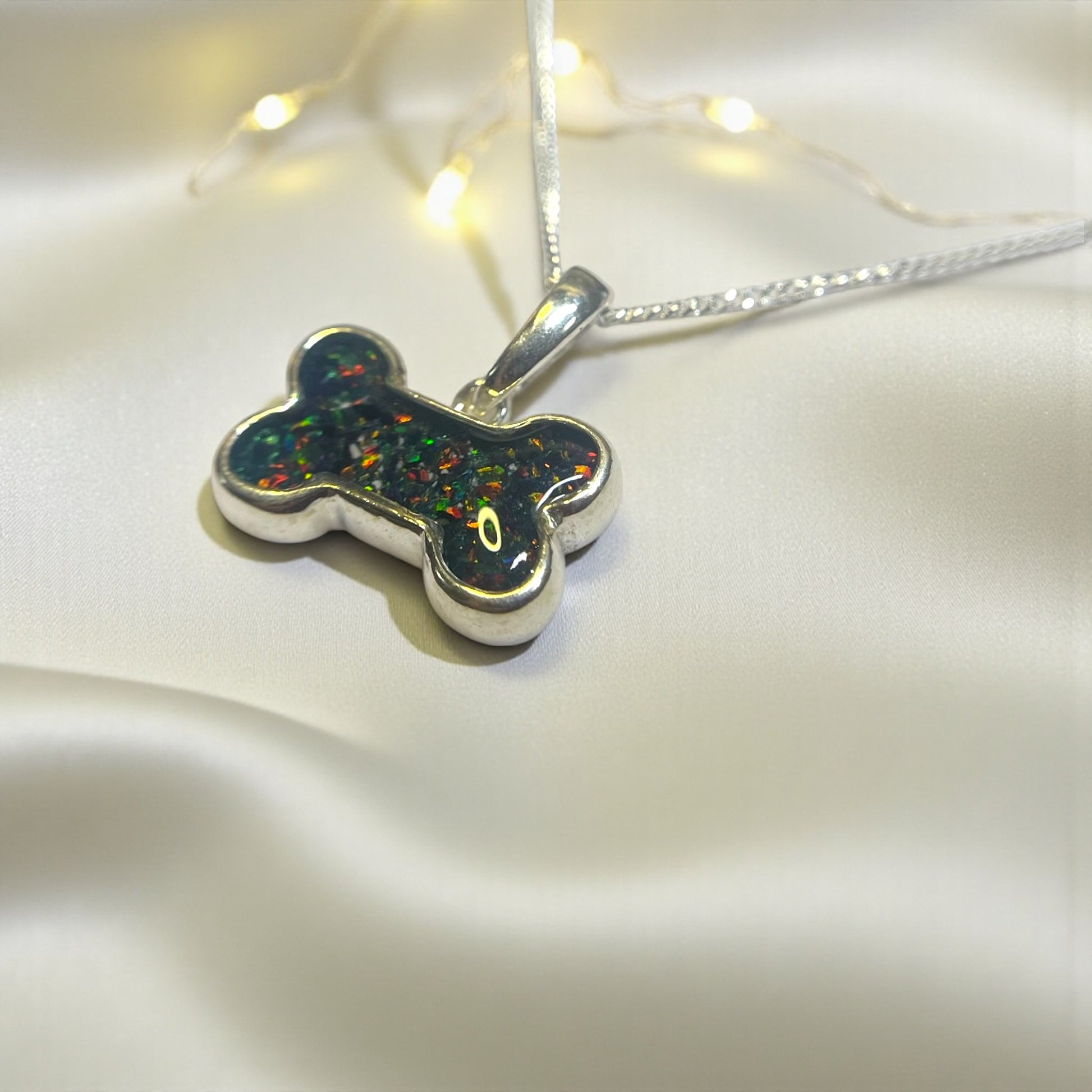 silver dog boned ashes memorial pendant, handcrafted in rossendale 