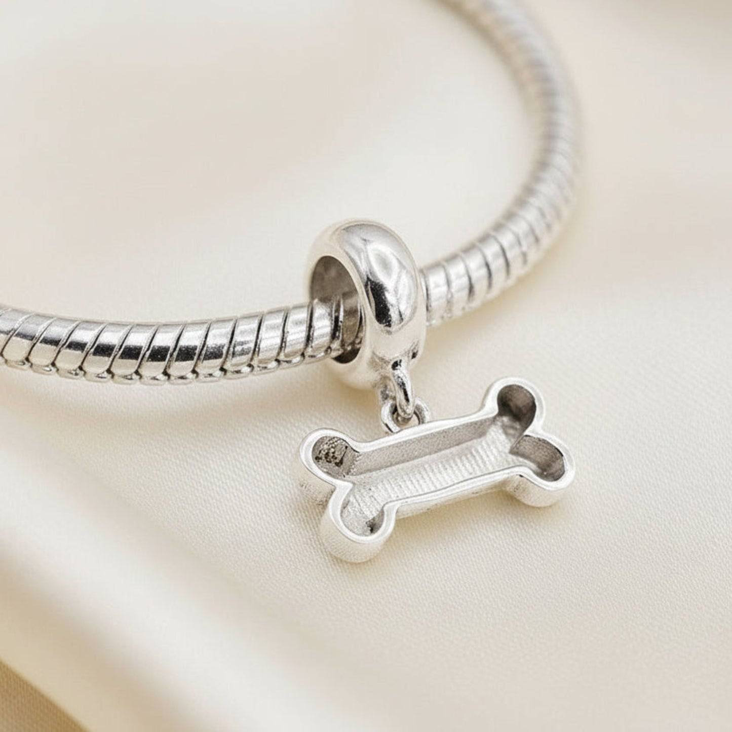 dog bone charm bead keepsake, handcrafted in uk