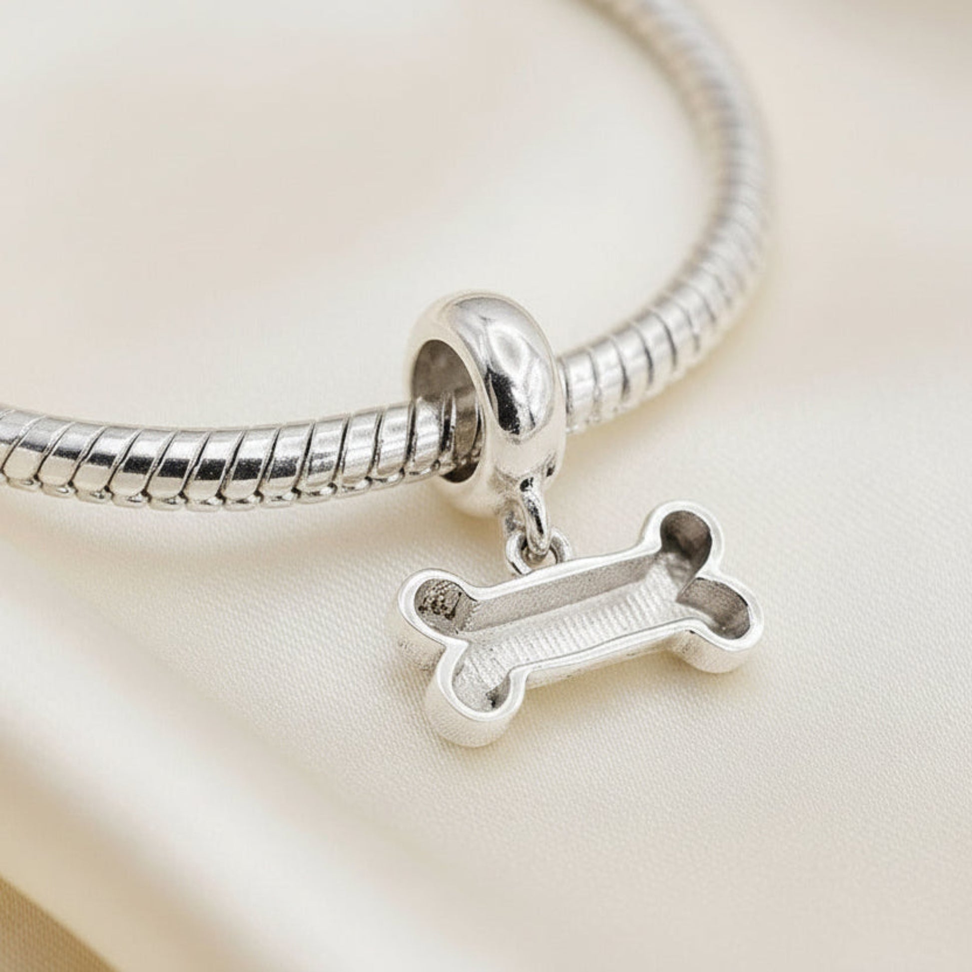 dog bone charm bead keepsake, handcrafted in uk