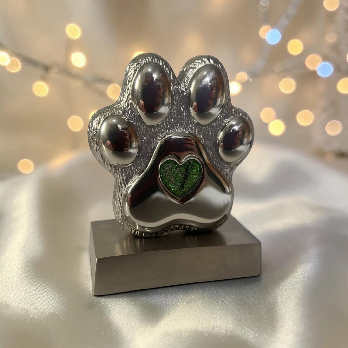 dog paw keepsake ornament, suitable for ashes/hair, handcrafted in lancashire 