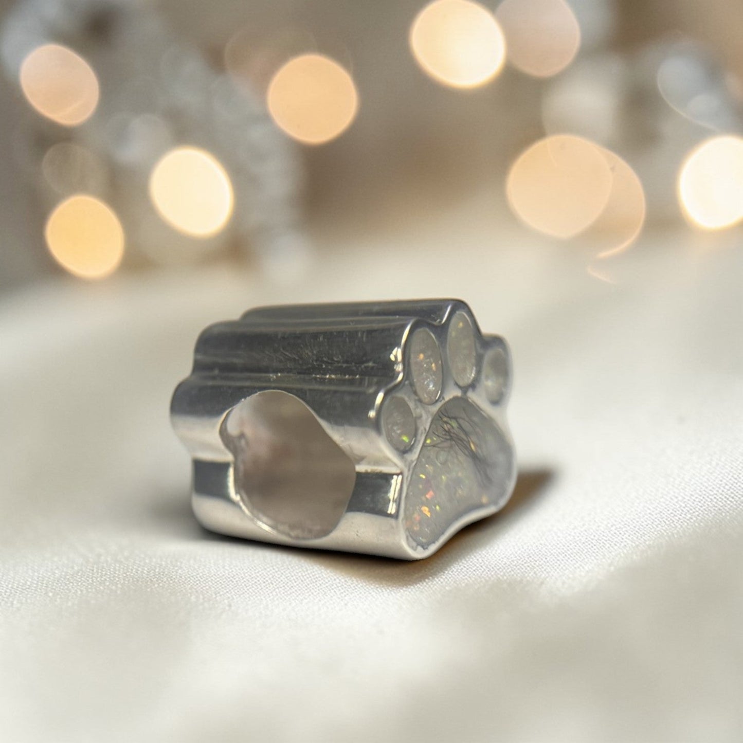 dog paw fur memorial charm, handcrafted in uk