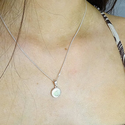 Solid 925 Silver Double Sided Pendant  10mm