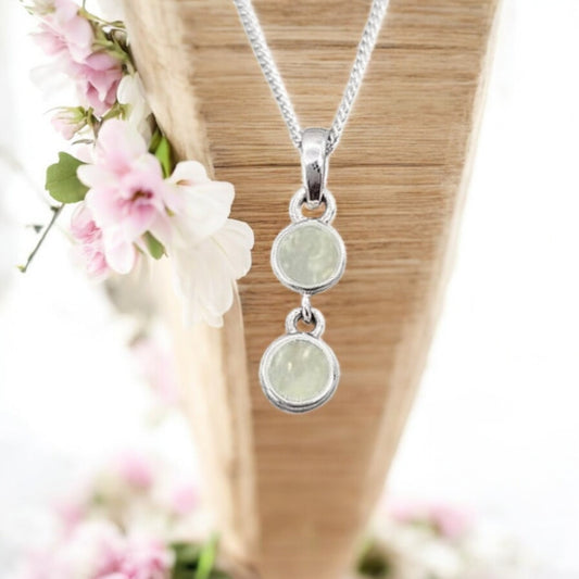 Double round Solid 925 Silver bezel pendant
