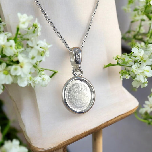 Solid 925 Silver Double Sided Pendant  10mm