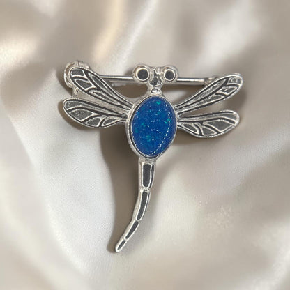 Guiding Light Dragonfly Brooch — silver dragonfly ashes memorial brooch, handcrafted in Lancashire, UK